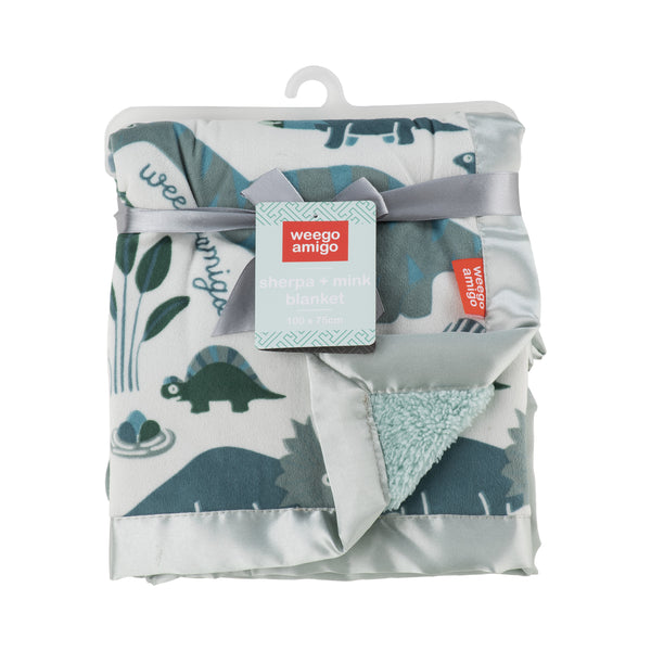 Weegoamigo Sherpa + Mink Blanket - Roar-y McIlroy  Dinosaur