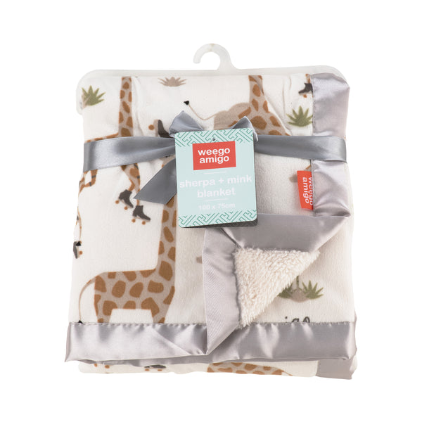 Weegoamigo Sherpa + Mink Blanket - Stevie Necks  Giraffe