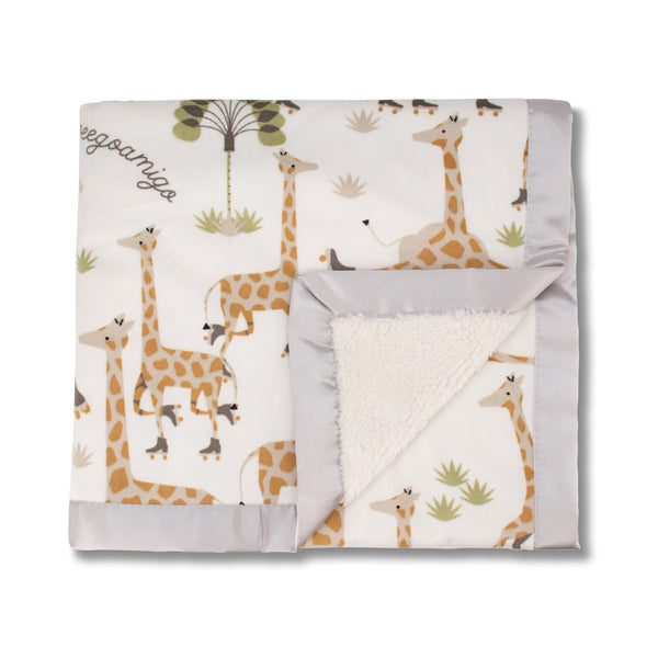 Weegoamigo Sherpa + Mink Blanket - Stevie Necks  Giraffe