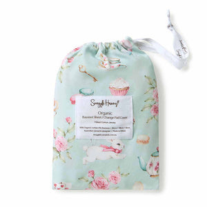 Snuggle Hunny Fitted Bassinet Sheet/Change Mat Cover - White Rabbit