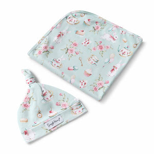 Snuggle Hunny Organic Jersey Wrap & Beanie Set - White Rabbit