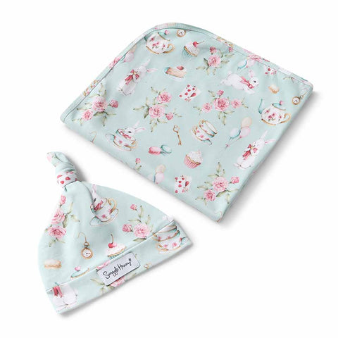 Snuggle Hunny Organic Jersey Wrap & Beanie Set - White Rabbit