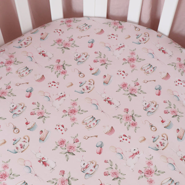Snuggle Hunny Organic Fitted Cot Sheet - Alice's Tea Party