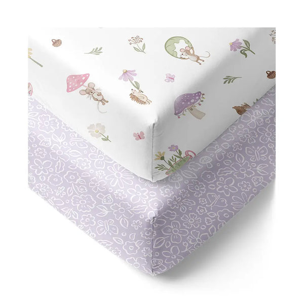 Living Textiles 2 Pack Organic Cot Fitted Sheet - Whimsical Wonderland
