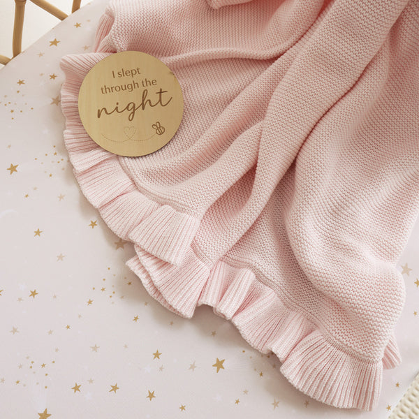 Snuggle Hunny Knit Organic Baby Blanket - Blush Ruffle