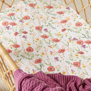 Snuggle Hunny Fitted Bassinet Sheet/Change Mat Cover - Meadow
