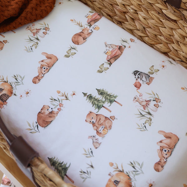 Snuggle Hunny Fitted Bassinet Sheet/Change Mat Cover - Bears