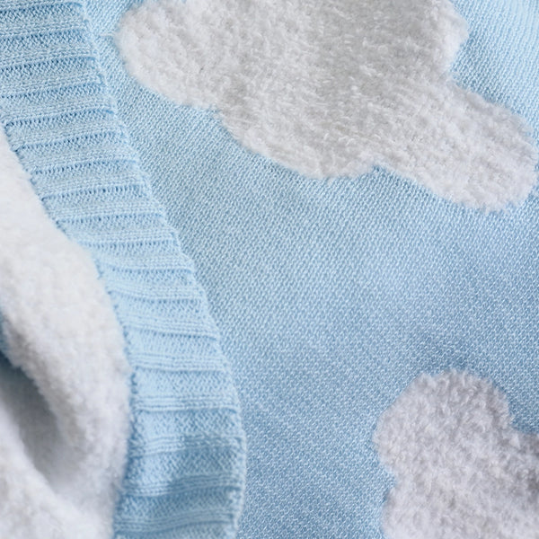Living Textiles Pram Knitted Blanket - Cloud Whisper / Blue