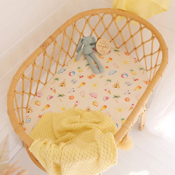 Snuggle Hunny Fitted Bassinet Sheet/Change Mat Cover  - Beach Fun