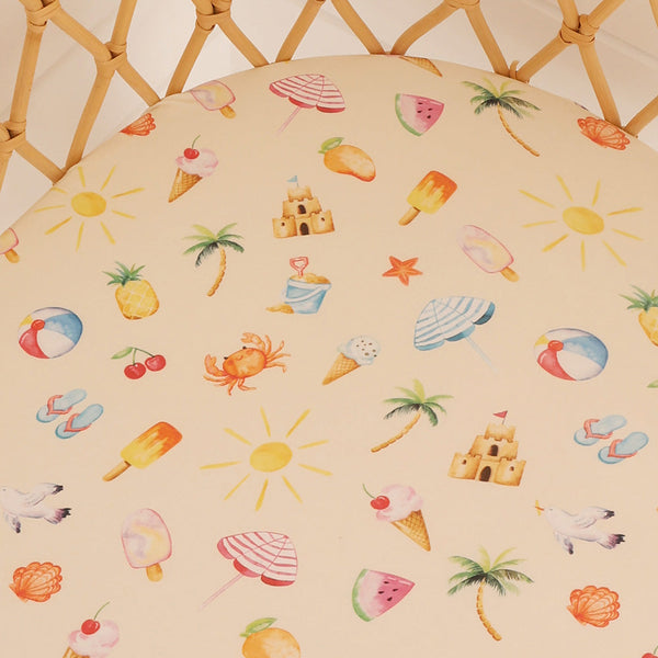 Snuggle Hunny Fitted Bassinet Sheet/Change Mat Cover  - Beach Fun