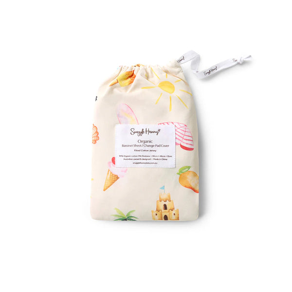 Snuggle Hunny Fitted Bassinet Sheet/Change Mat Cover  - Beach Fun