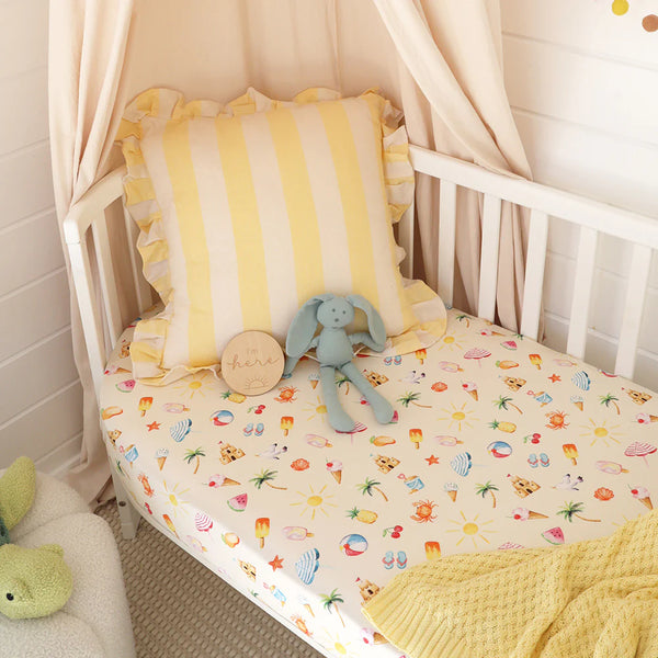 Snuggle Hunny Organic Fitted Cot Sheet - Beach Fun