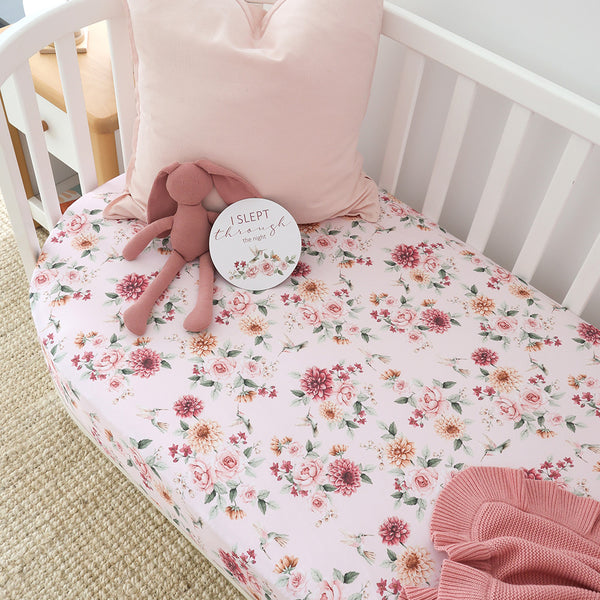 Snuggle Hunny Organic Fitted Cot Sheet - Birds & Blooms