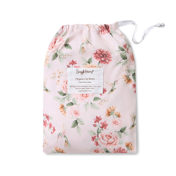 Snuggle Hunny Organic Fitted Cot Sheet - Birds & Blooms