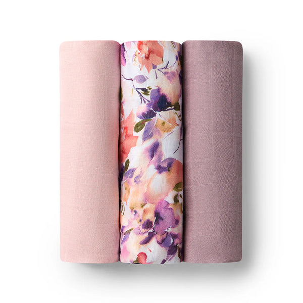 Snuggle Hunny Large Organic Muslin Wraps 3 Pack - Blushing Beauty/Dusk/Fairytale