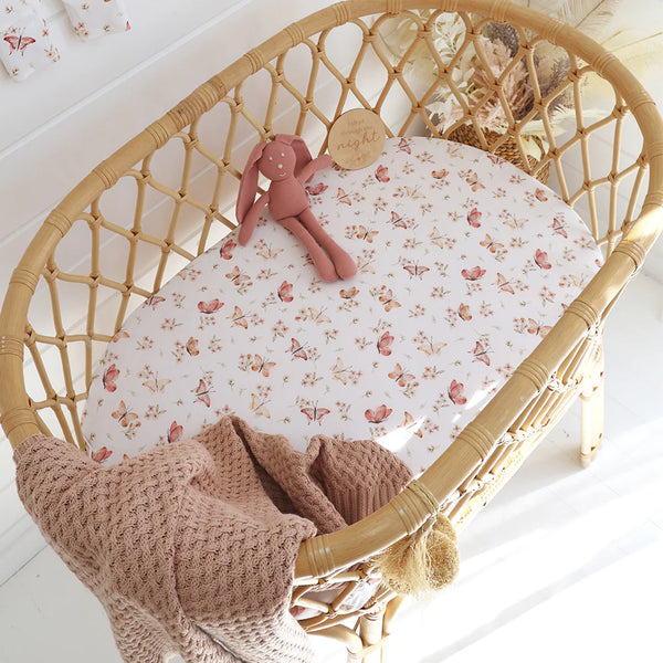 Snuggle Hunny Fitted Bassinet Sheet/Change Mat Cover- Butterfly
