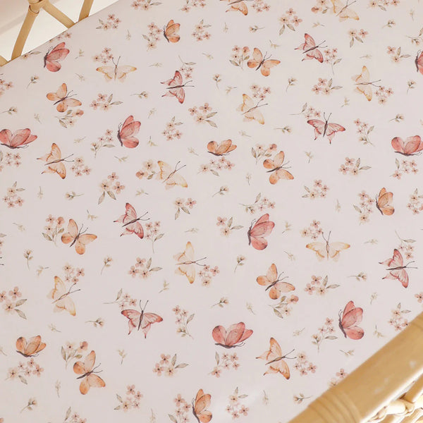 Snuggle Hunny Fitted Bassinet Sheet/Change Mat Cover- Butterfly