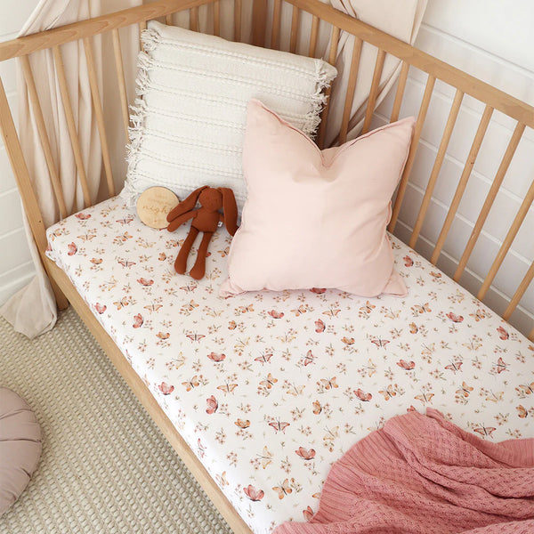Snuggle Hunny Organic Fitted Cot Sheet - Butterfly