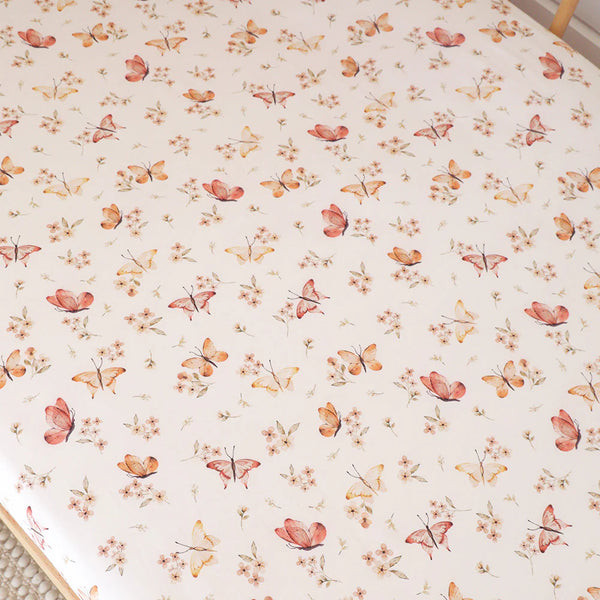 Snuggle Hunny Organic Fitted Cot Sheet - Butterfly
