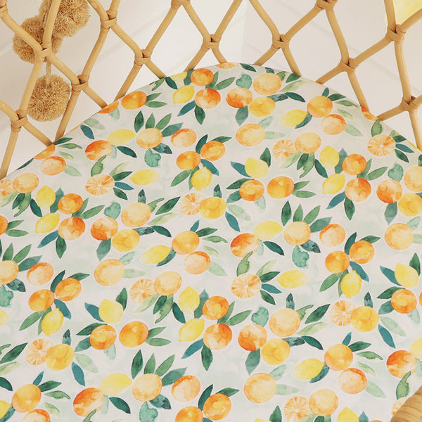 Snuggle Hunny Fitted Bassinet Sheet/Change Mat Cover - Citrus Squeeze