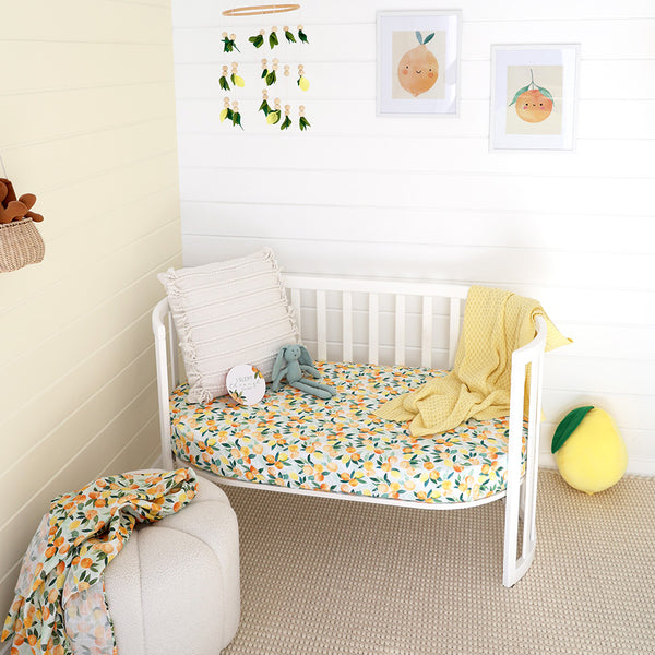 Snuggle Hunny Organic Fitted Cot Sheet - Citrus Squeeze