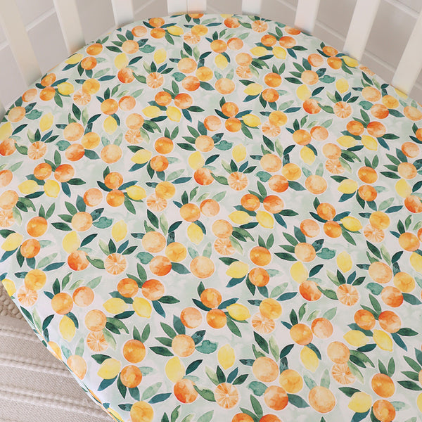 Snuggle Hunny Organic Fitted Cot Sheet - Citrus Squeeze