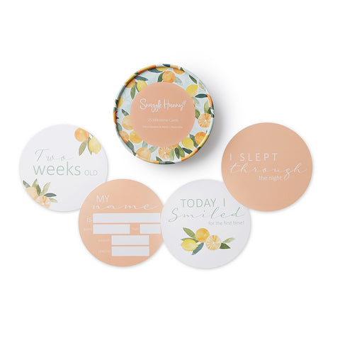 Snuggle Hunny Reversible Milestone Cards - Citrus Squeeze & Peach