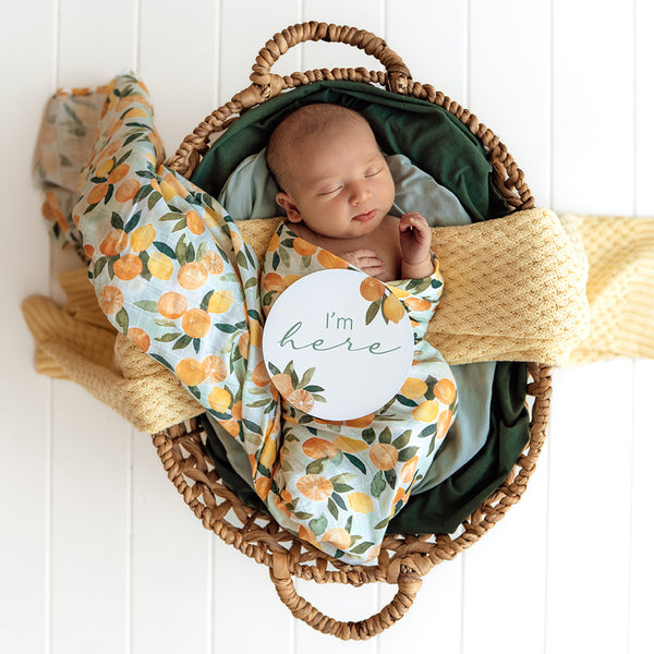 Snuggle Hunny Reversible Milestone Cards - Citrus Squeeze & Peach