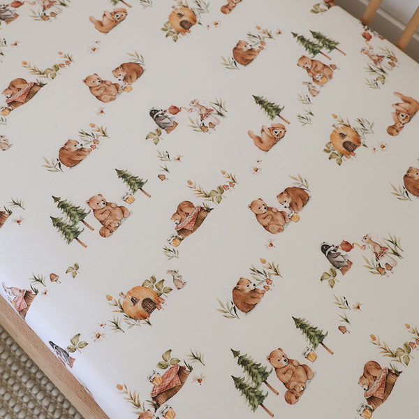 Snuggle Hunny Organic Fitted Cot Sheet - Bears