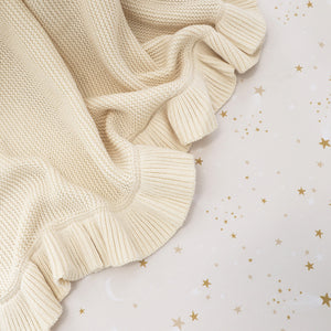 Snuggle Hunny Knit Organic Baby Blanket - Cream Ruffle
