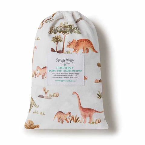 Snuggle Hunny Fitted Bassinet Sheet/Change Mat Cover - Dino