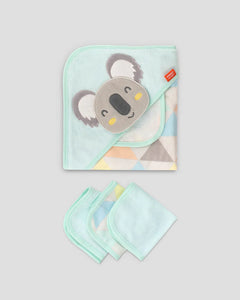 Weegoamigo Muslin Baby Hooded Towel + Towelling Washers - Adorable Aussie