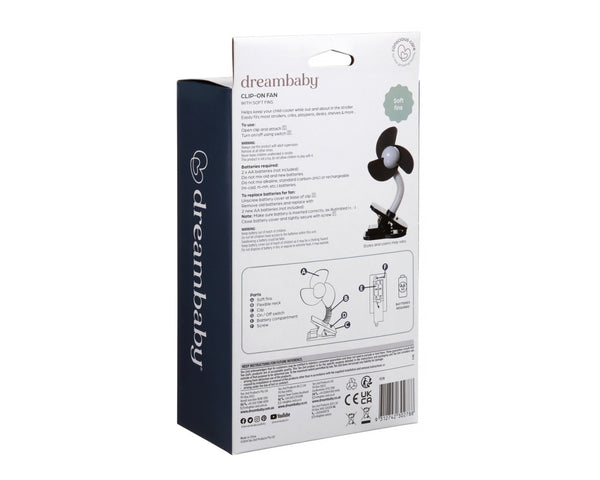 Dreambaby Clip On Stroller Fan - Grey/Black