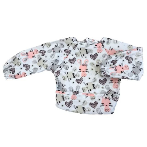 Silly Billyz Wipe Clean Long Sleeve Bib - Bunny Love