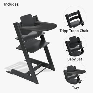 Stokke Tripp Trapp High Chair with Tray & Baby Set Black (ex Display)