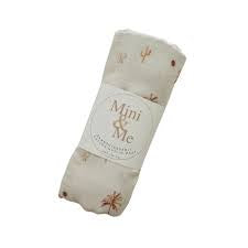 Mini & Me Bamboo Organic Cotton Muslin Wrap - Desert Palm