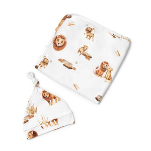 Snuggle Hunny Organic Jersey Wrap & Beanie Set - Lion