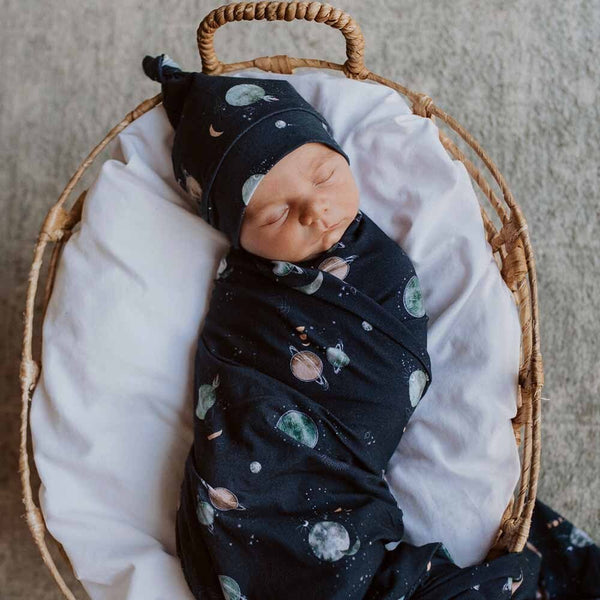 Snuggle Hunny Organic Jersey Wrap & Beanie Set - Milky Way