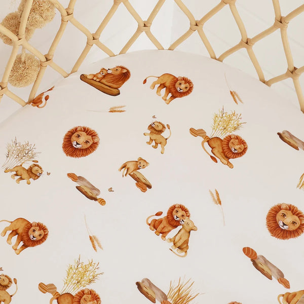 Snuggle Hunny Fitted Bassinet Sheet/Change Mat Cover - Lion