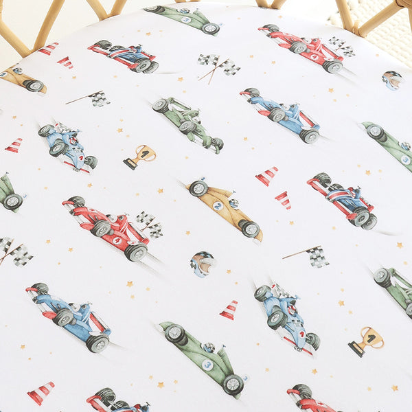 Snuggle Hunny Fitted Bassinet Sheet/Change Mat Cover - Little Racers