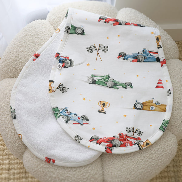 Snuggle Hunny Organic Cotton Burp Cloth - Little Racers