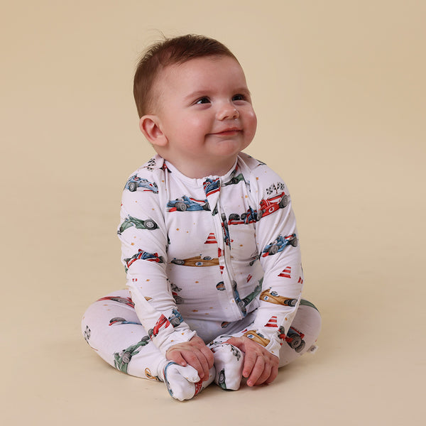 Snuggle Hunny Little Racers Organic Snugglesuit Convertible Romper