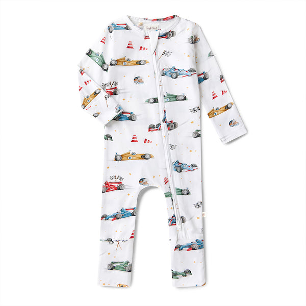 Snuggle Hunny Little Racers Organic Snugglesuit Convertible Romper