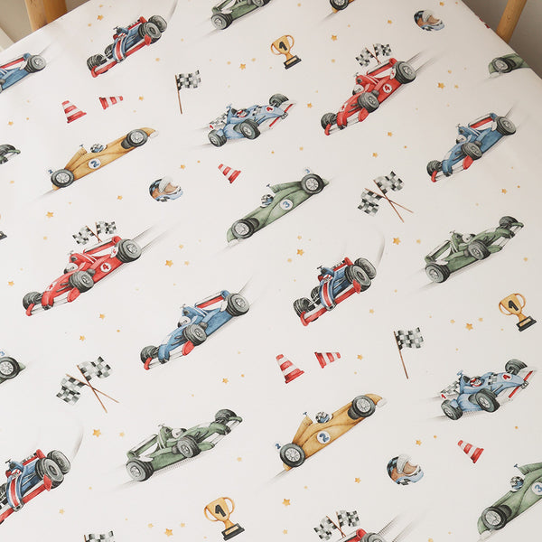 Snuggle Hunny Organic Fitted Cot Sheet - Little Racers