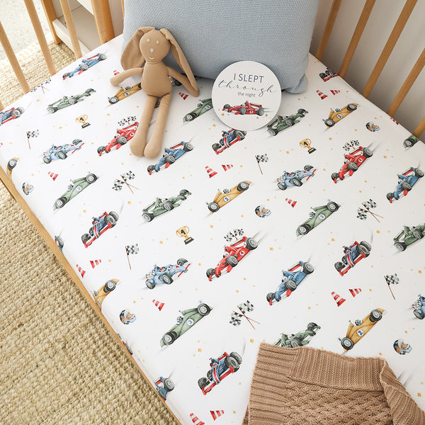 Snuggle Hunny Organic Fitted Cot Sheet - Little Racers