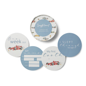 Snuggle Hunny Reversible Milestone Cards - Little Racers & Indigo