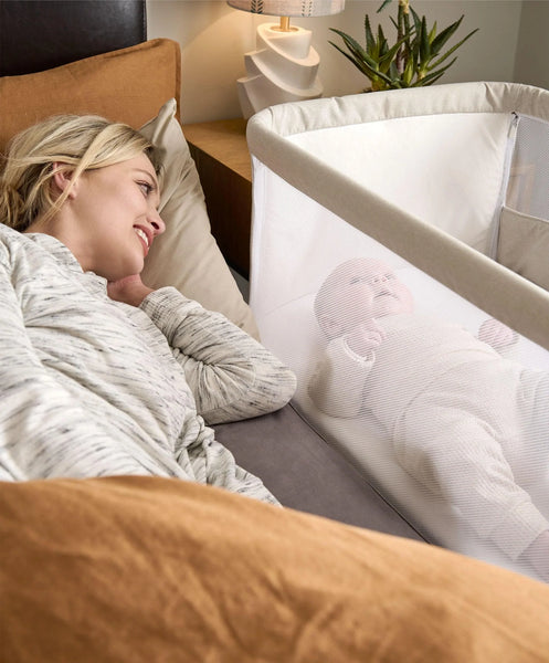 Mamas & Papas Lua V2 Bedside Cot - Fawn