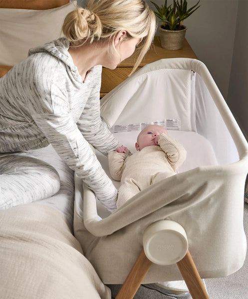 Mamas & Papas Lua V2 Bedside Cot - Fawn