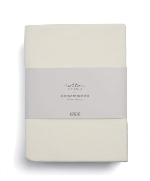 Mamas & Papas Cotbed Fitted Sheets (2 Pack) – Cream