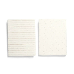 Mamas & Papas Lua Bedside Crib Sheets (2 Pack) (87cm x 50cm x 5cm) -Oatmeal